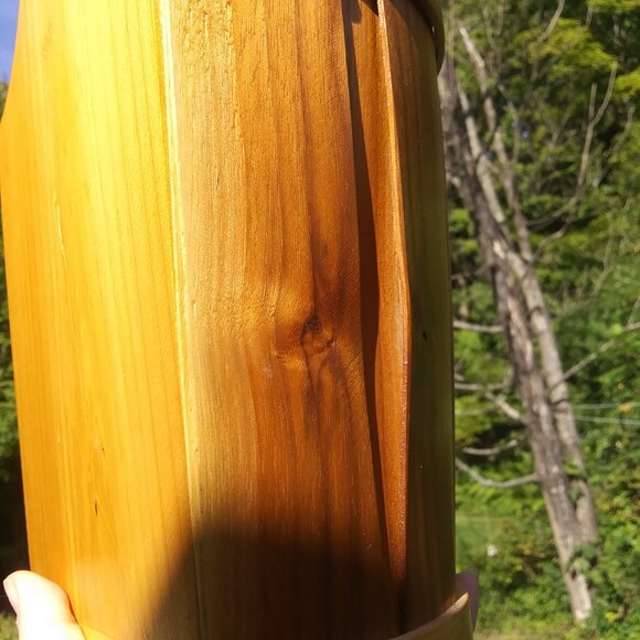 VTG hand crafted artist signed wood half bucket with handle primitive farmhouse - Picture 16 of 16